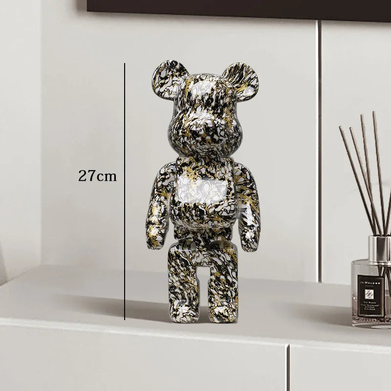 🧸✨ Graffiti Bear Resin Statue – 27cm Artistic Decor Figurine