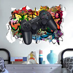 🔥 3D Gamer Wall Stickers – Broken Wall Effect 🎮✨