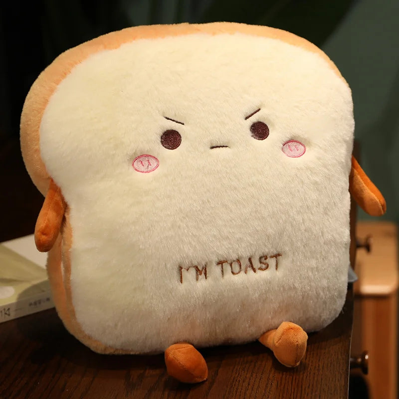 🍞 Cute Toast Plush Pillow – 35cm Cartoon Bread Cushion