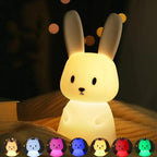 🐰 LED Night Light – Cute Silicone Rabbit Touch Lamp