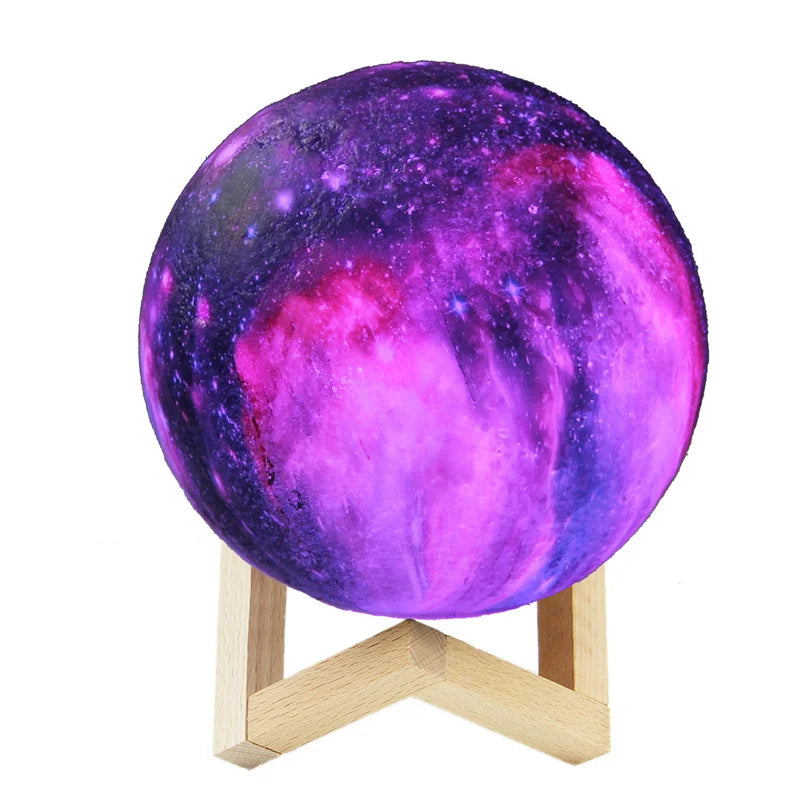 RGB Nebula 3D Lunar Lamp – 16 Colours, Touch & Remote Control | Night Light Decor