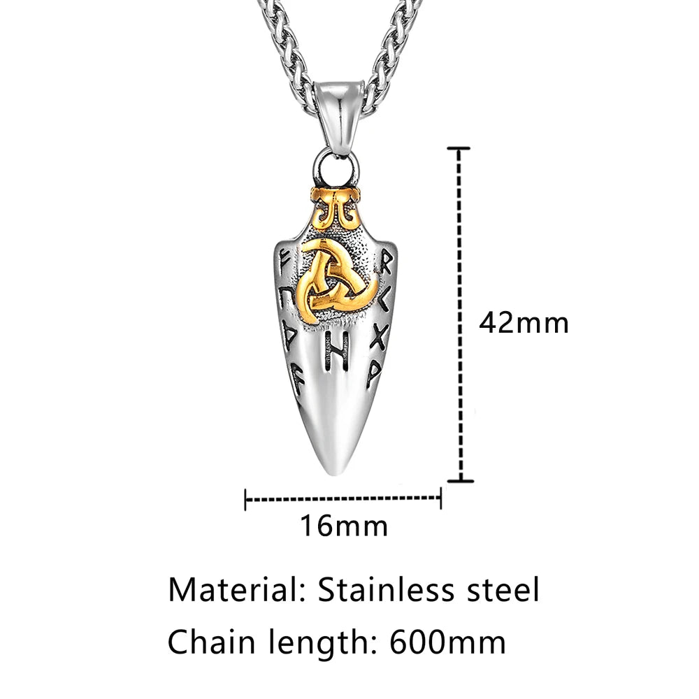 🗡️ Viking Rune Arrowhead Pendant Necklace – Norse Warrior Amulet ⚔️