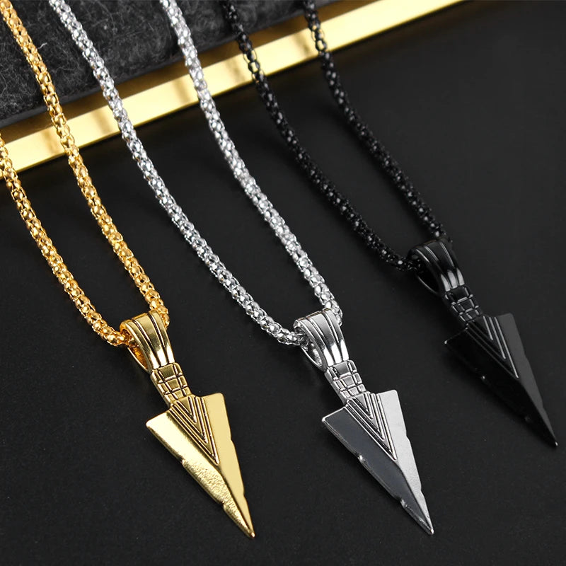 🔱 Arrowhead Pendant Necklace – Bold Steel Statement for Men & Women