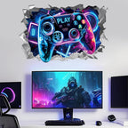 🔥 3D Gamer Wall Stickers – Broken Wall Effect 🎮✨