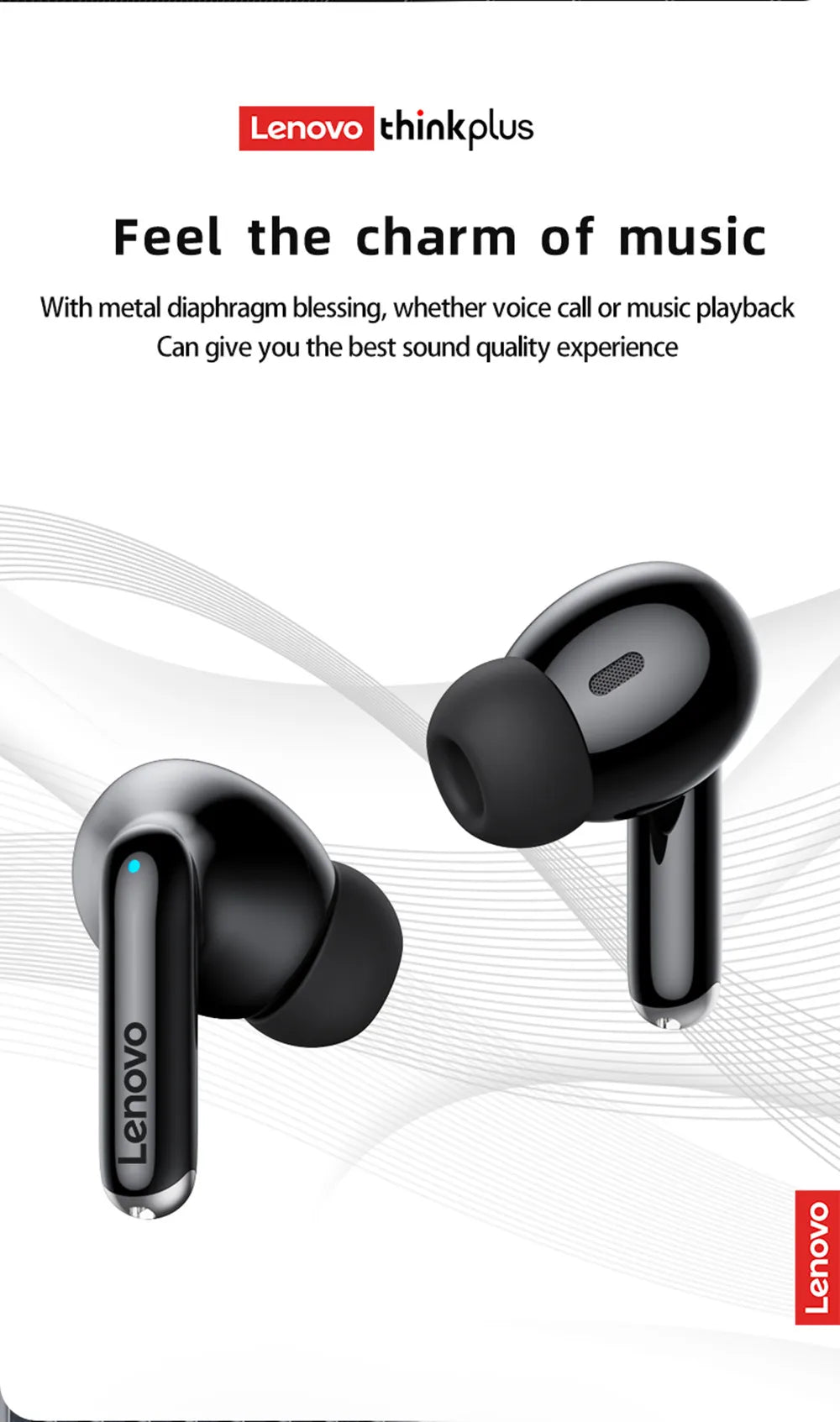 🎧 Lenovo Bluetooth 5.3 Dual-Mixed Stereo Earbuds – Noise Reduction, Deep Bass & Smart Touch Control ✨