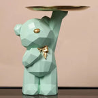 🐻✨ Geometric Bear Tray Statue – Modern Home Decor Accessory