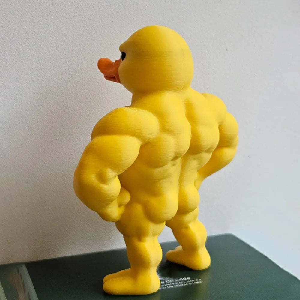 🐤💪 “Muscle Duck” 3D Whimsical Desktop Figurine – Cute & Funny Shelf Decor
