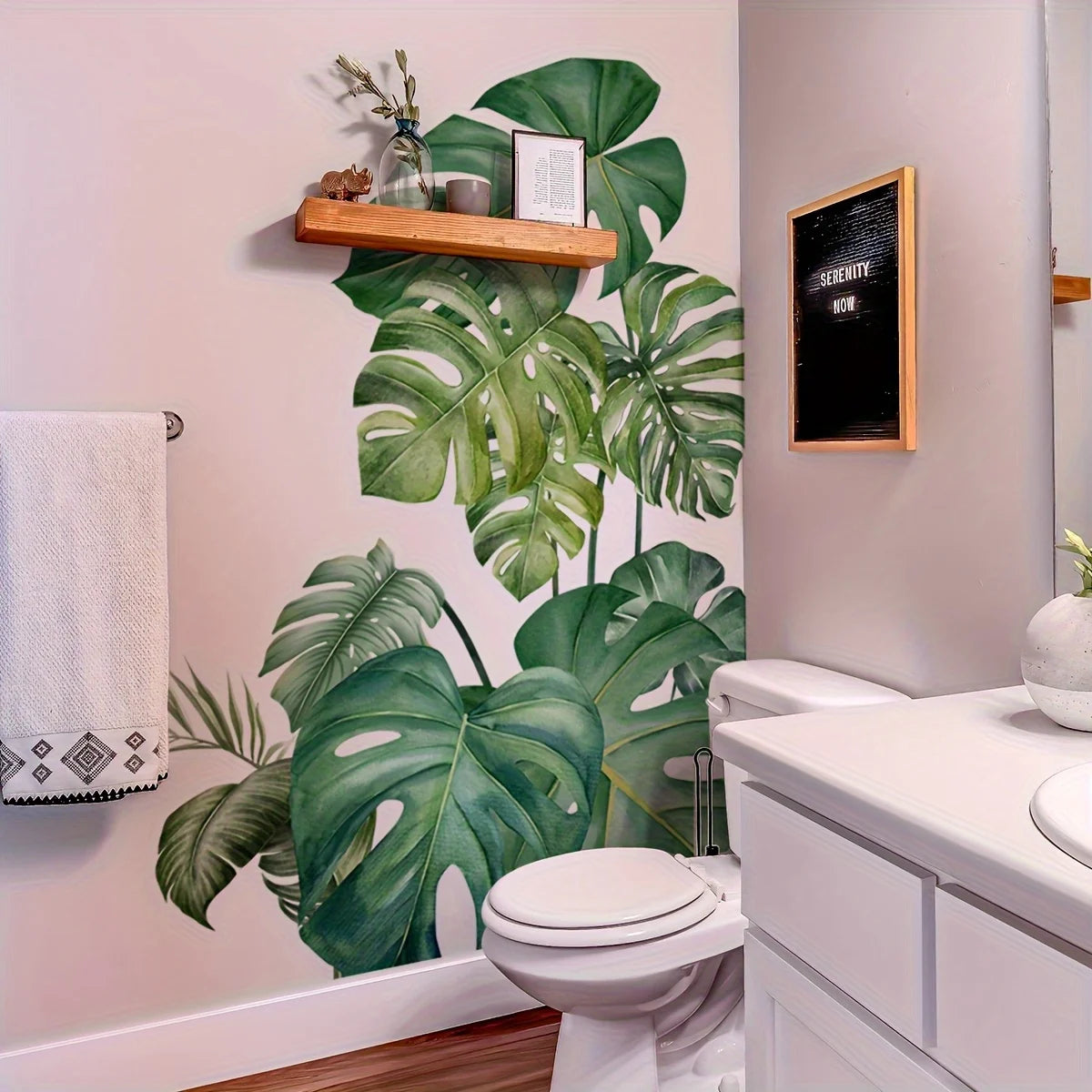 🌿✨ Large Green Plant Wall Decal (2-Piece Set) – Home Aesthetic Nature Sticker