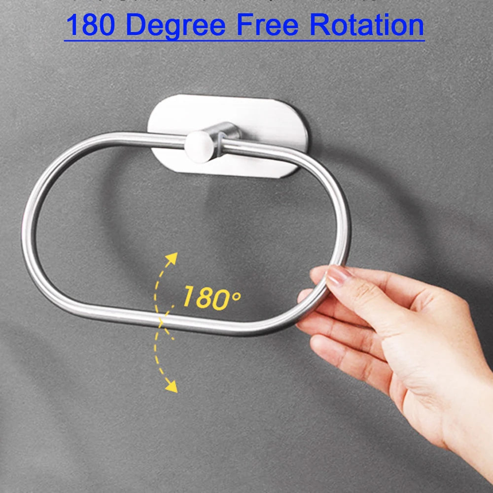 Stainless Steel Adhesive Towel Rack – Silver / Black / Gold 🚿✨