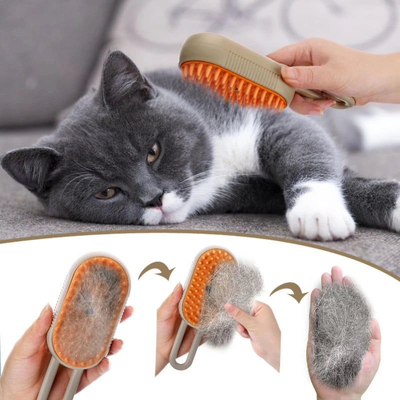 🐾 Steam Pet Grooming Brush 3-in-1 – Electric Vapor Cleaning & Massage Comb 🐾