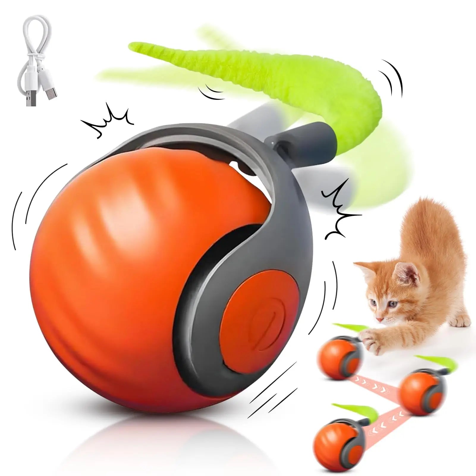 🐾 New Speedy Tail 2.0 Interactive Cat Toy – Smart Rolling Ball with Adjustable Speeds 🐾