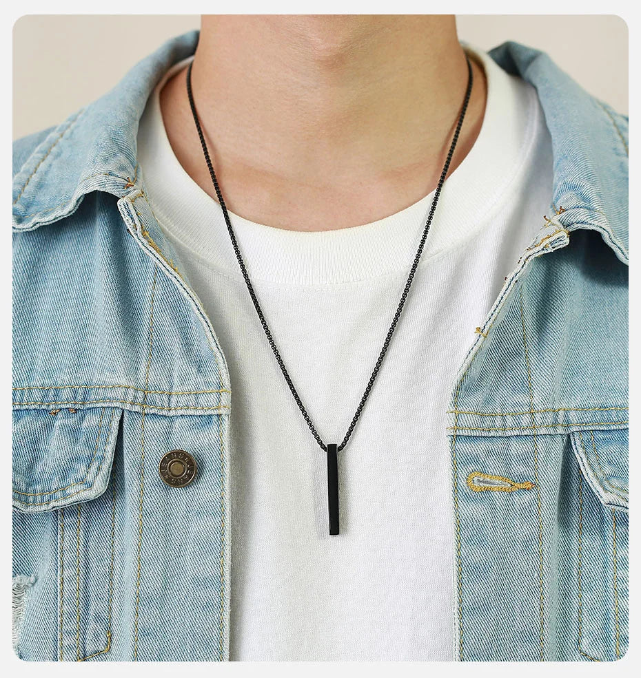✨ Minimalist Long Bar Pendant Necklace – Unisex Elegance ✨
