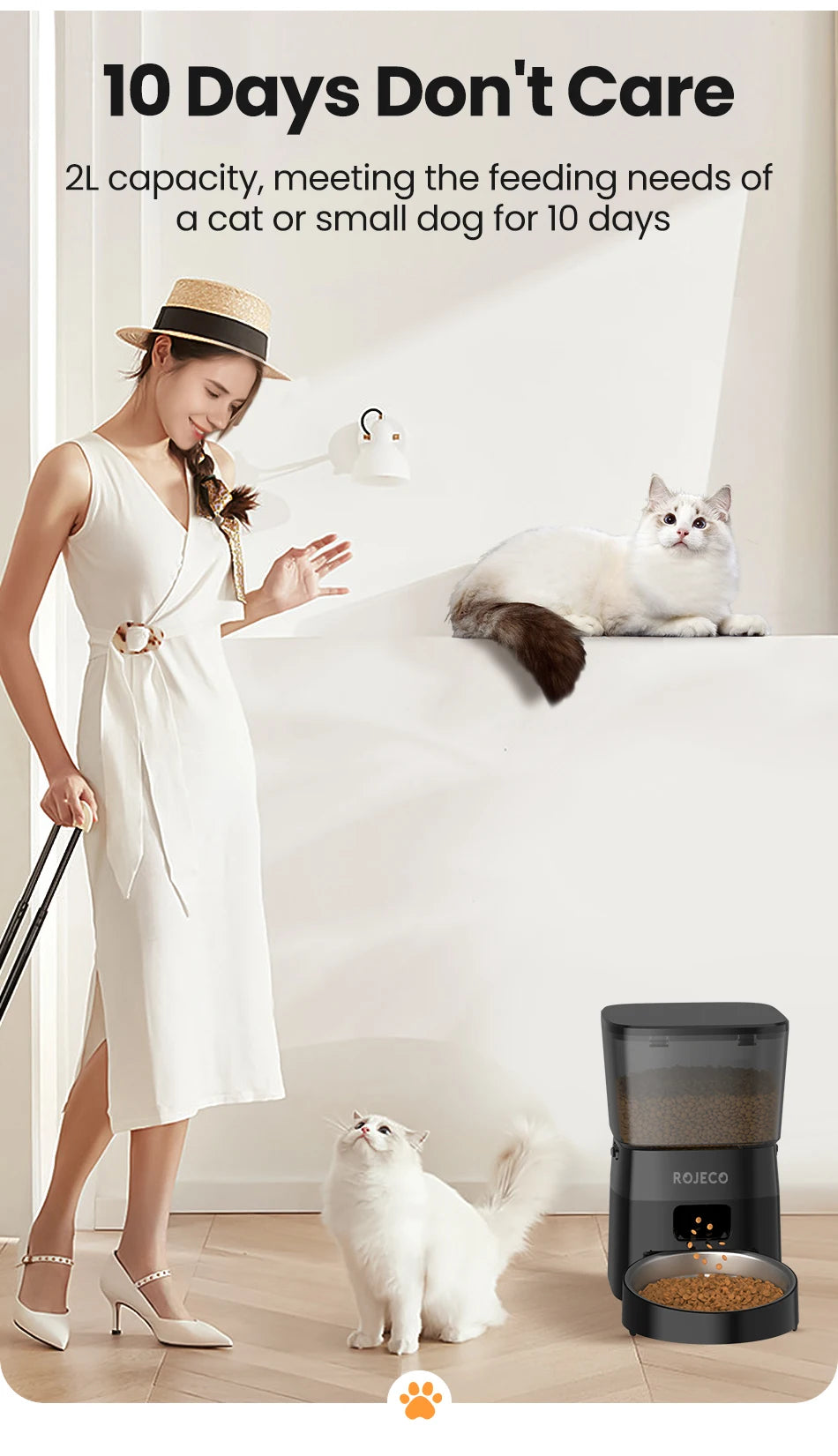 🐾 Automatic Pet Feeder – 2L Smart Button Version
