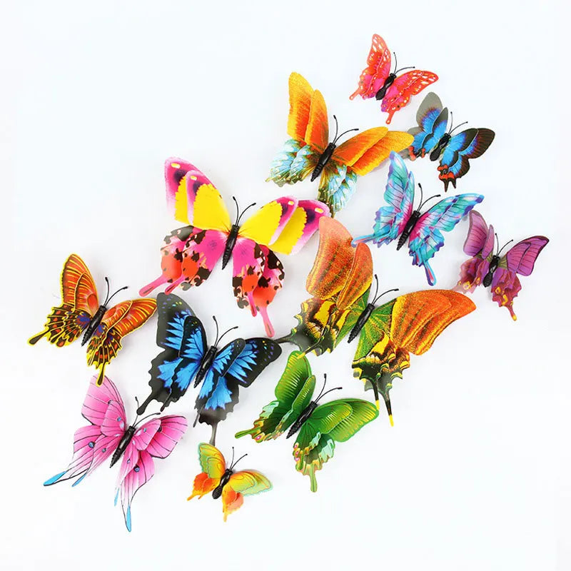 🌈 3D Butterfly Wall Stickers – Double-Layer Decorative Set (12pcs) 🦋✨