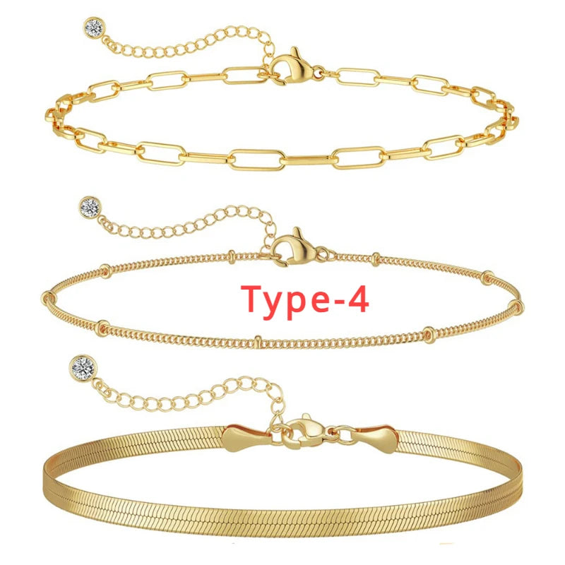 ✨ Elegant Gold Bracelet Collection – Women’s Minimalist Chain Set ✨