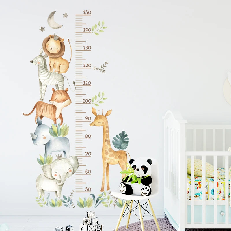 🌈📏 Cute Kids Height Chart Wall Stickers – Removable PVC Growth Ruler 🚀🐻