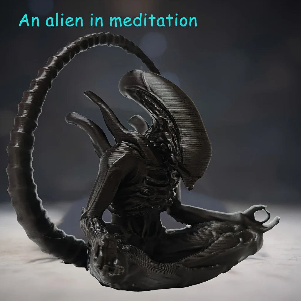 ✨ Alien Meditation Figurine – “Zen Xenomorph” Desk Statue 🛸🧘‍♂️