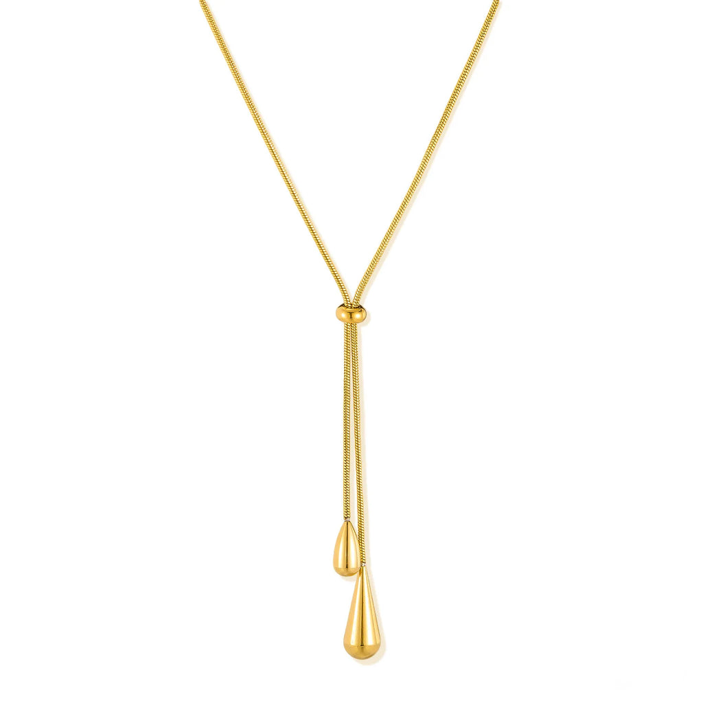 🌟 Waterdrop Tassel Pendant Necklace – Elegant Stainless Steel Jewelry for Women 💖✨